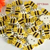 50pcs/lot Size:20*13mm Lovely Bee Shape Wooden Buttons Cute Cartoon Wood Button Wholesale price (KK-1039) 1