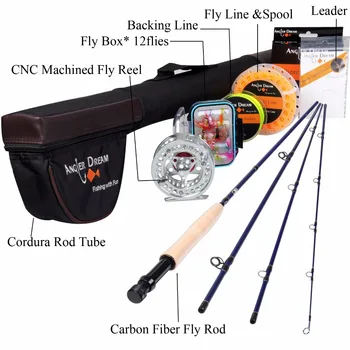 

Angler Dream 5WT Fly Fishing Combo 9FT Medium-fast Fly Rod Pre-spooled CNC Fly Reel 5F Fly Line With Cordura Triangle Tube