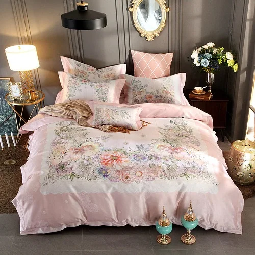 bedding set 3 Синий комплект двуспального постельного белья King size роскошный жаккардовый 3D комплект постельного белья из хлопка с покрывалом на резинке пододеяльник linge de lit ropa de cama - Цвет: bedding set 3