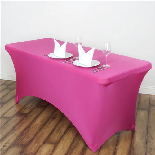 4ft 5ft 6ft 8ft Solid Color Arched Rectangular Spandex Table Cover For