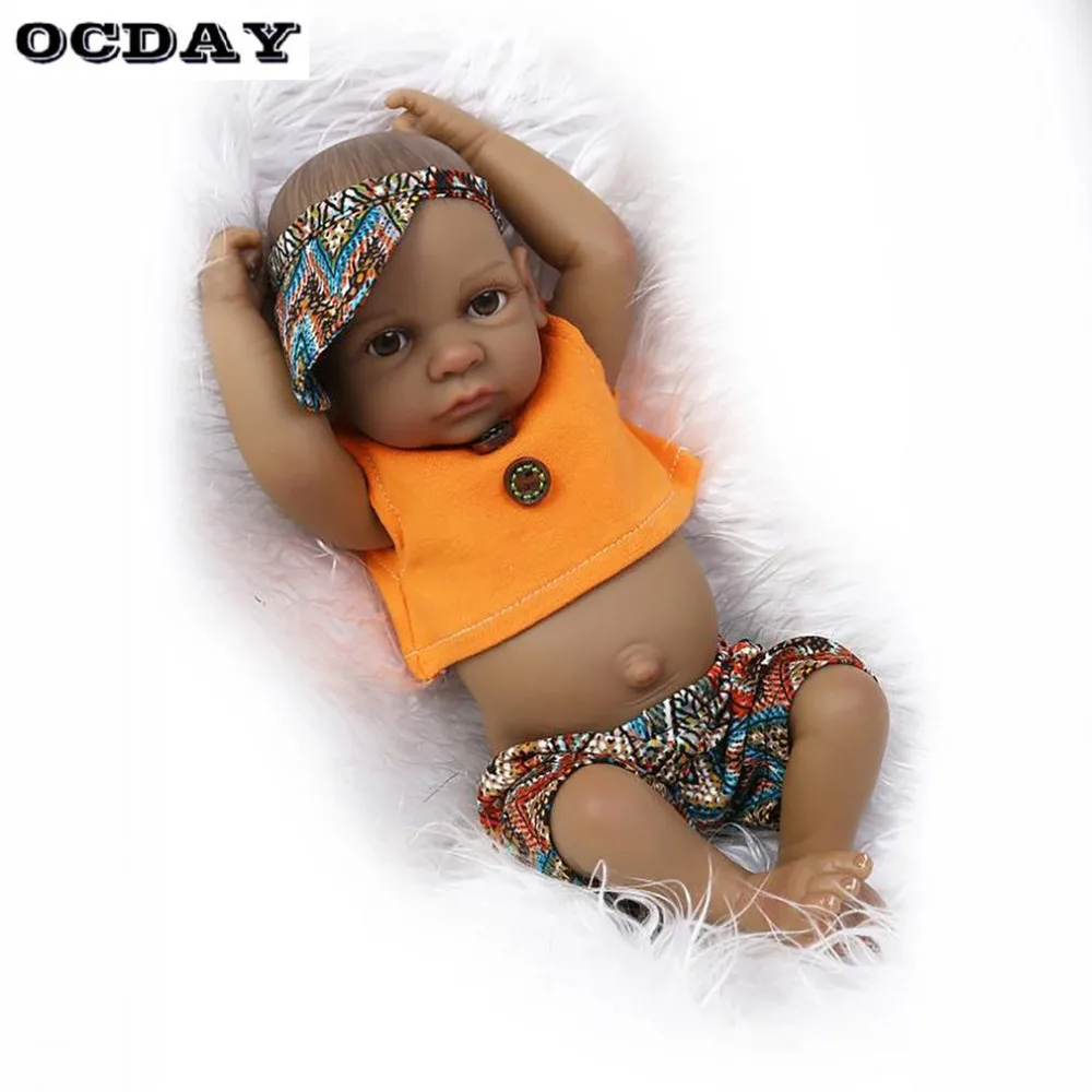 OCDAY 10 дюймов Reborn Black Boy Детские куклы игрушки Реалистичные младенцы кукла силиконовая bebe Bonecas коллекционные куклы для девочек Playmate