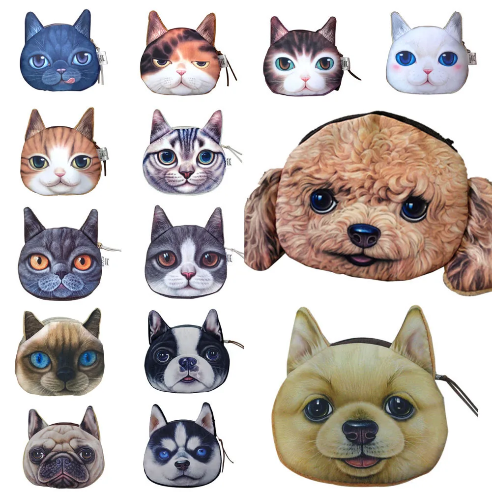 

Cat Dog Pet Face Women Coin Wallet Purse Mini Bag Kids Coin Purse Pouch Women Wallets Coins Bags KA-BEST