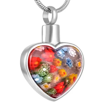 

KLH8427 Free Plastic Funnel!Murano Glass Flower Heart Pendant Urn Necklace Memorial Keepsake Cremation Ashes Jewelry
