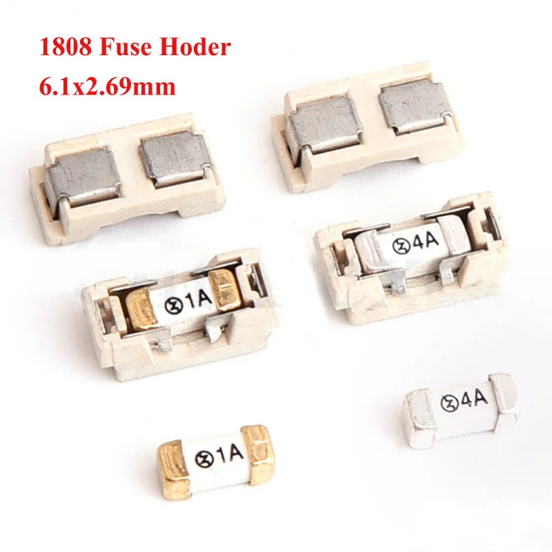 100pcs 1808 SMD Fuse Holder Socket Box Base Transposon 6.1x2.69mm