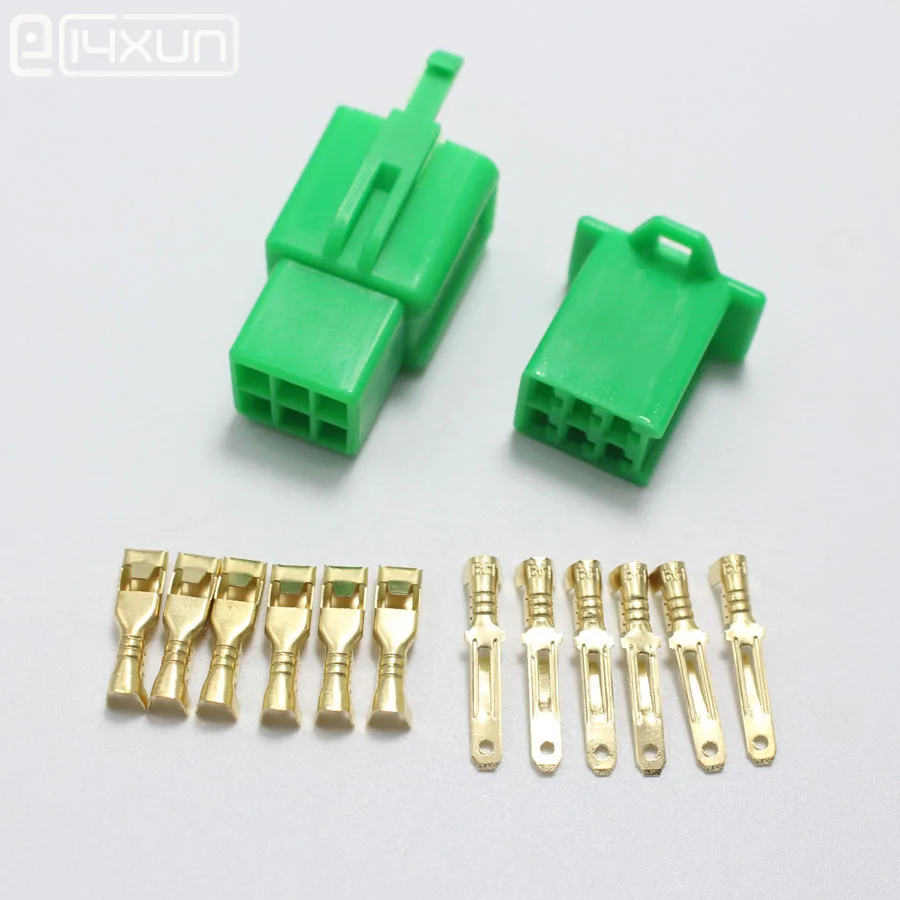 

1set 2.8mm 6P Green Electrical Connector Kits 2.8 mm 6Pin Male Female Socket Plug for Auto Car ect