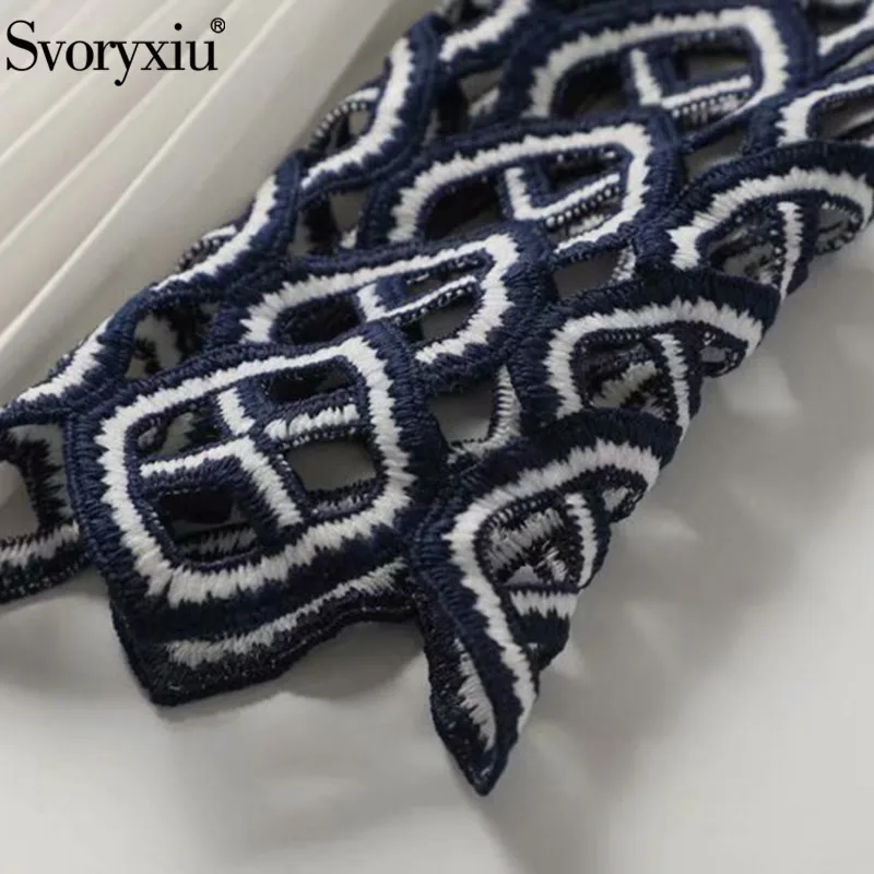 Женское ажурное плиссированное платье Svoryxiu разноцветное элегантное с вышивкой