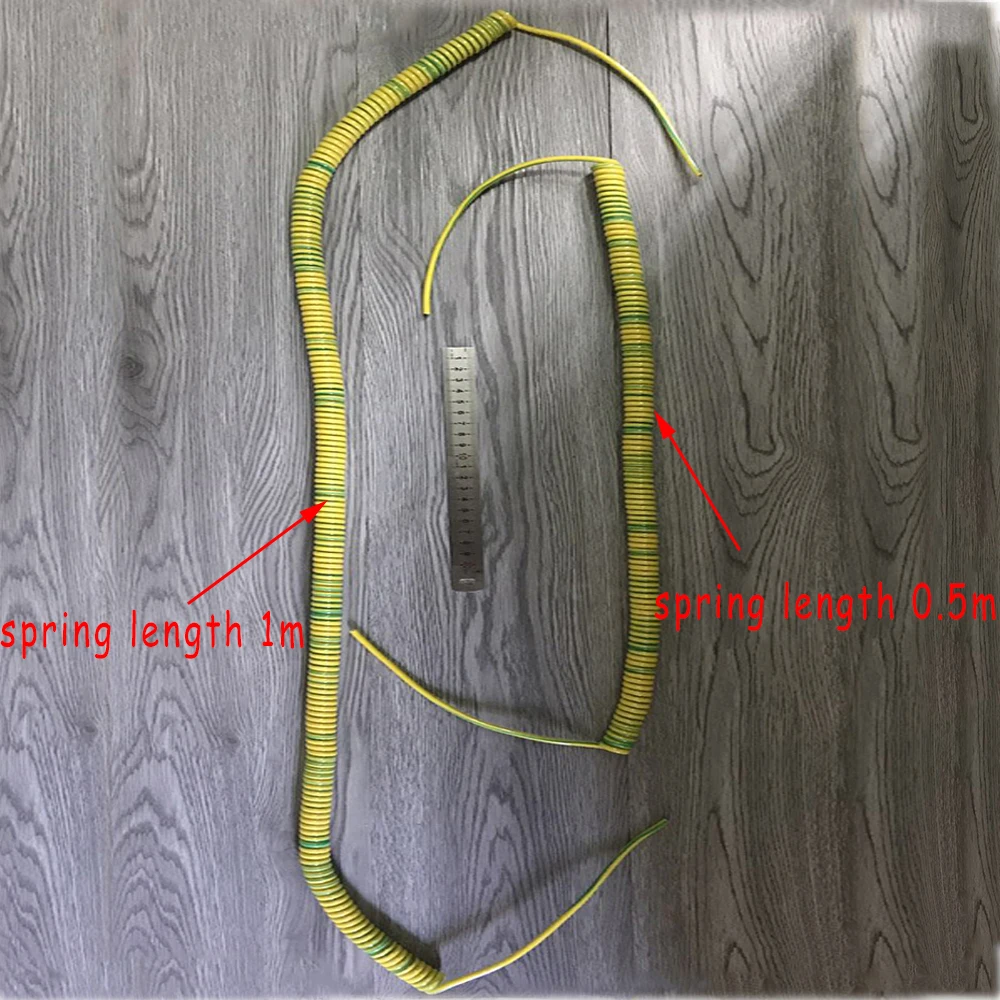 5 м контурный спиральный провод одножильный пружинный провод желтый зеленый заземляющий силовой кабель Телескопический кабель 1*2,5 квадратный кабель