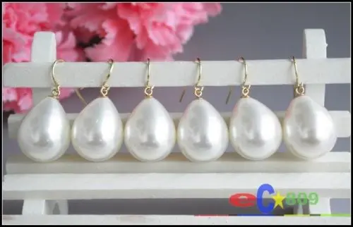 

wholesale 3pair 21mm white drip south sea shell pearl earring