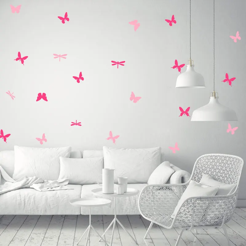

Flying butterflies dragonfly Variety of colors Vinyl kids room decoration wall stickers home decor Art wall decals muraux
