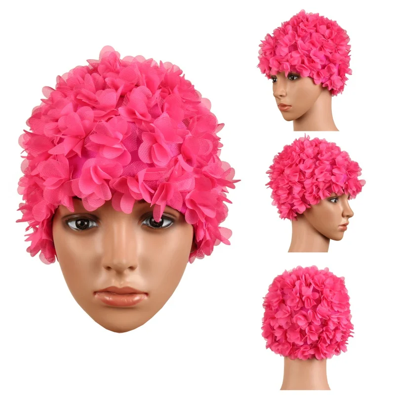 Винтажная Цветочная Женская шапочка для плавания с лепестками, Ретро стиль, шляпа для плавания с цветами, шапочка для купания, привлекательная шляпа, горячая распродажа