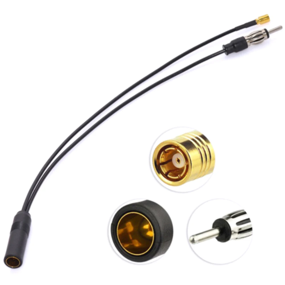 

DIN Car Radio Vehicle Active Adapter Wireless Accessory Splitter Plug Aerial Dab+FM/AM Lead Antenna Converter SMB Cable