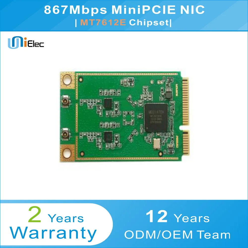 MTK MT7612 2x2 21dbm 5 ГГц 802.11ac/n/a 867 Мбит/с MT7612E MiniPCIE поддержка omnipeek NIC печатная плата pcba ODM OEM WiFi пользовательская плата