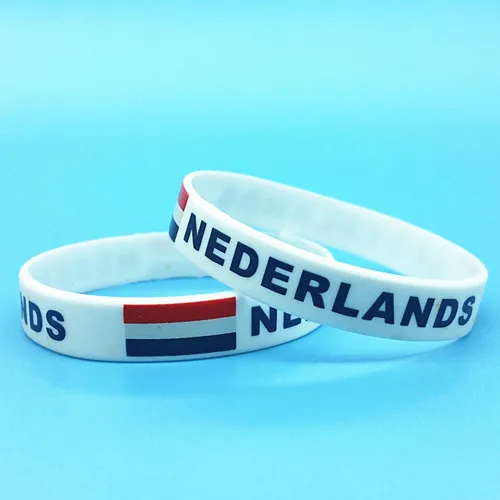 1 шт., спортивный браслет с рисунком флага, силиконовый браслет с логотипом страны мира, браслет для мужчин и женщин, резиновый ремешок на запястье, ювелирные аксессуары - Окраска металла: Netherlands