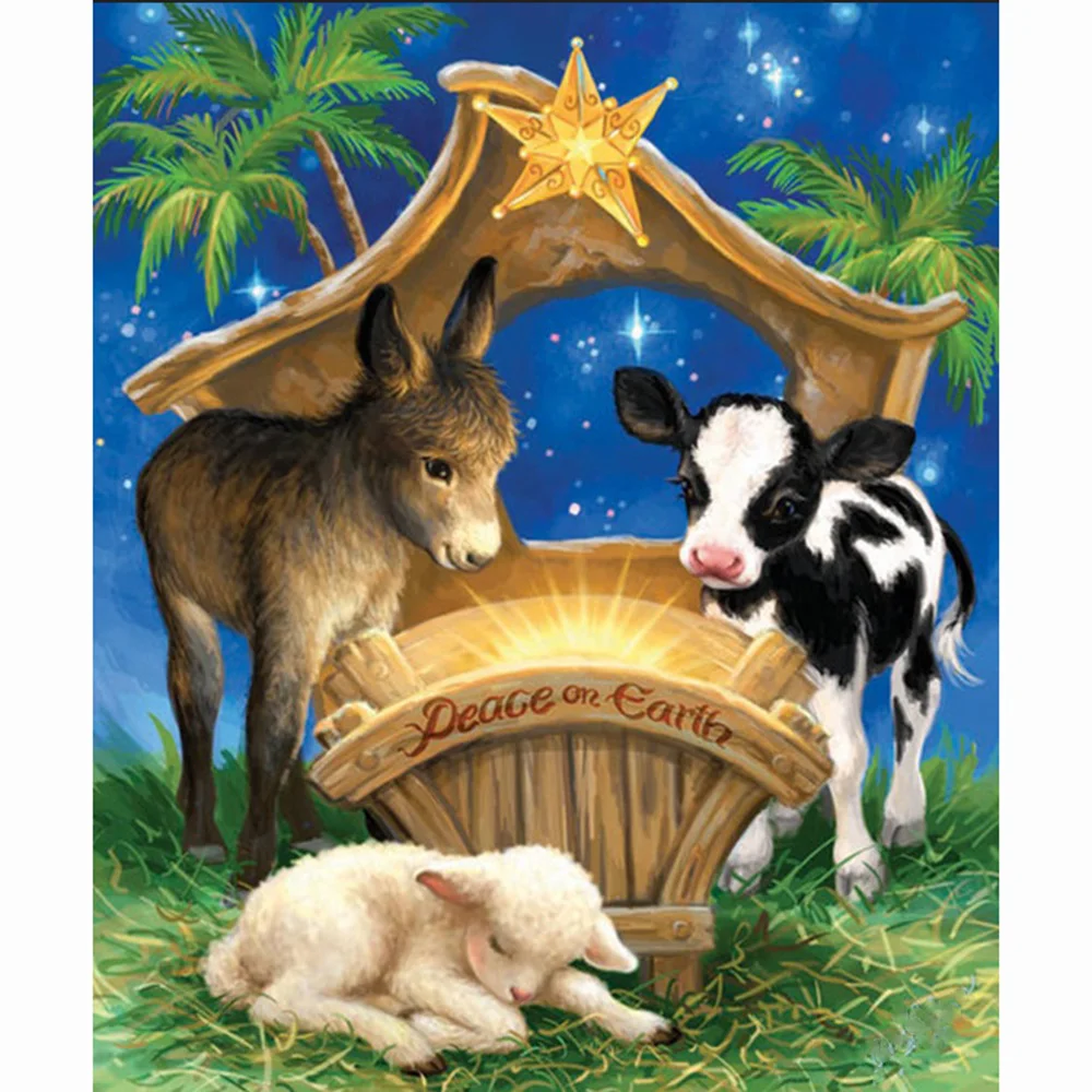 Full Round Diamond Painting Cartoon Animals Musician Mosaic DIY Embroidery Sheep Cross Stitch Sticker Home Decor Gift | Дом и сад