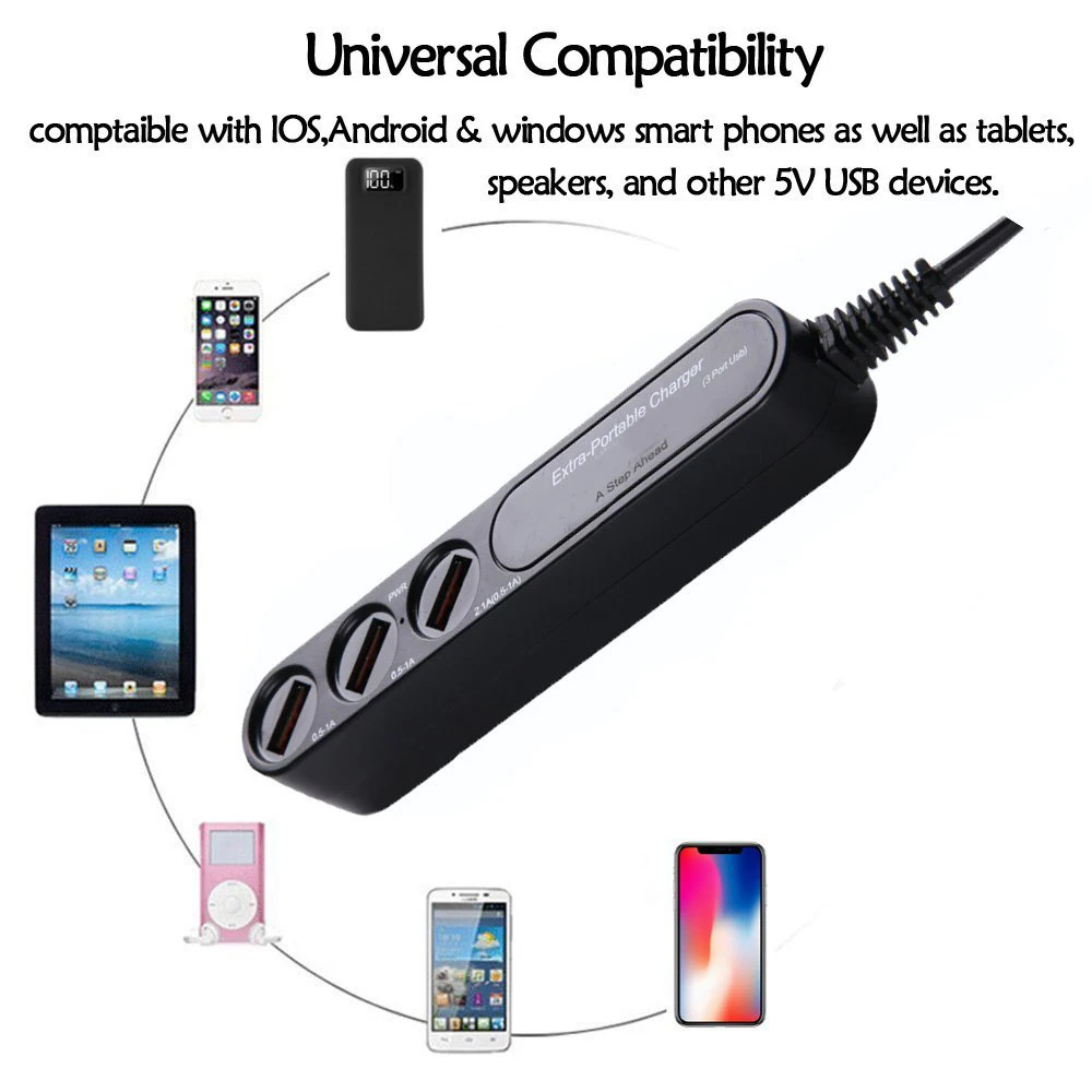 Мульти USB зарядное устройство очень портативный 3 USB порт адаптер питания для IPhone IPad серии Galaxy и других устройств-черный
