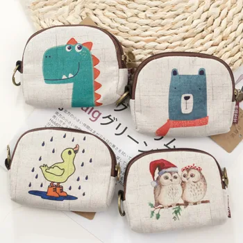 

New Fashion Design Cartoon Animals Pattern Coin Purses Women Small Kawaii Card Holder Key Chain Zipper Money Bags For Girls Lady