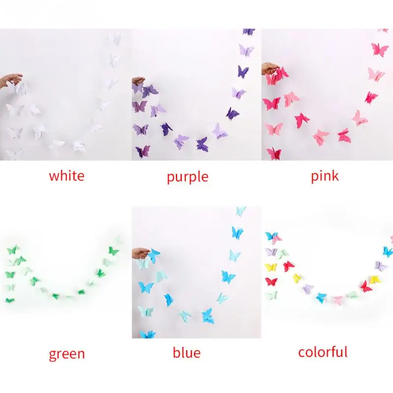 Colorful Paper Garland Wedding Butterfly Hanging Birthday Party Banner 3D Decor Shopping Mall Shopwindow Decoration #06