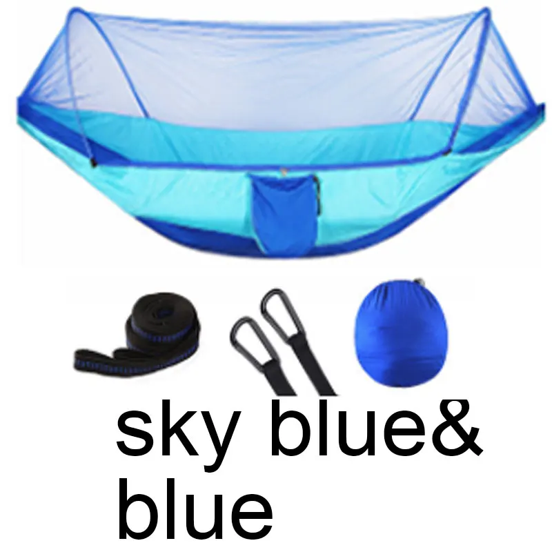 Sky blue Открытый Москитная сетка парашют гамак палатка портативный Кемпинг Сад подвесной спальный кровать высокопрочный спальный качели 250x120 см - Цвет: Sky blue