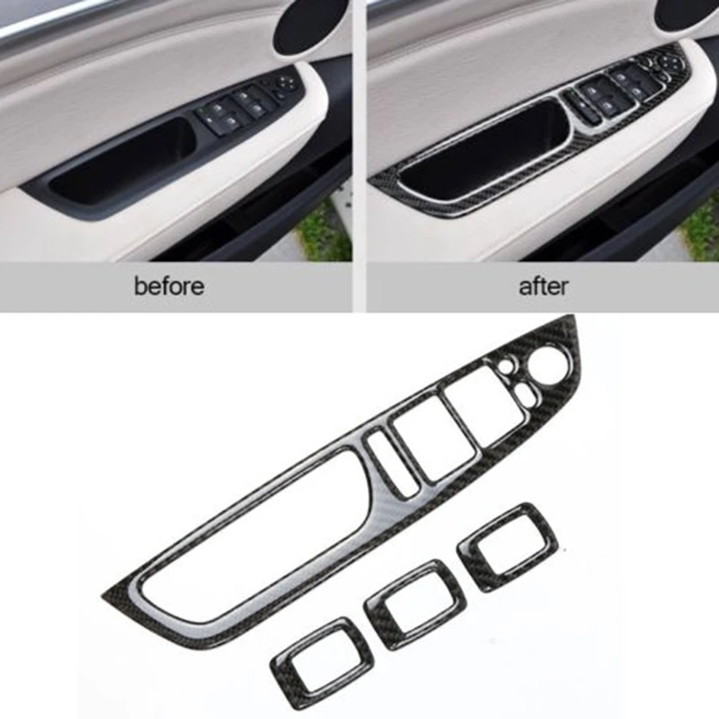 

4x Armrest Button Carbon Fiber Door Window Switch Cover For BMW X6 E71 2009-2014