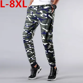 

large size 8XL 7XL Fashionable Men Casual Long Pants Comfortable Solid Color Daily Wearing Elastic Waist Camouflage Long Pants