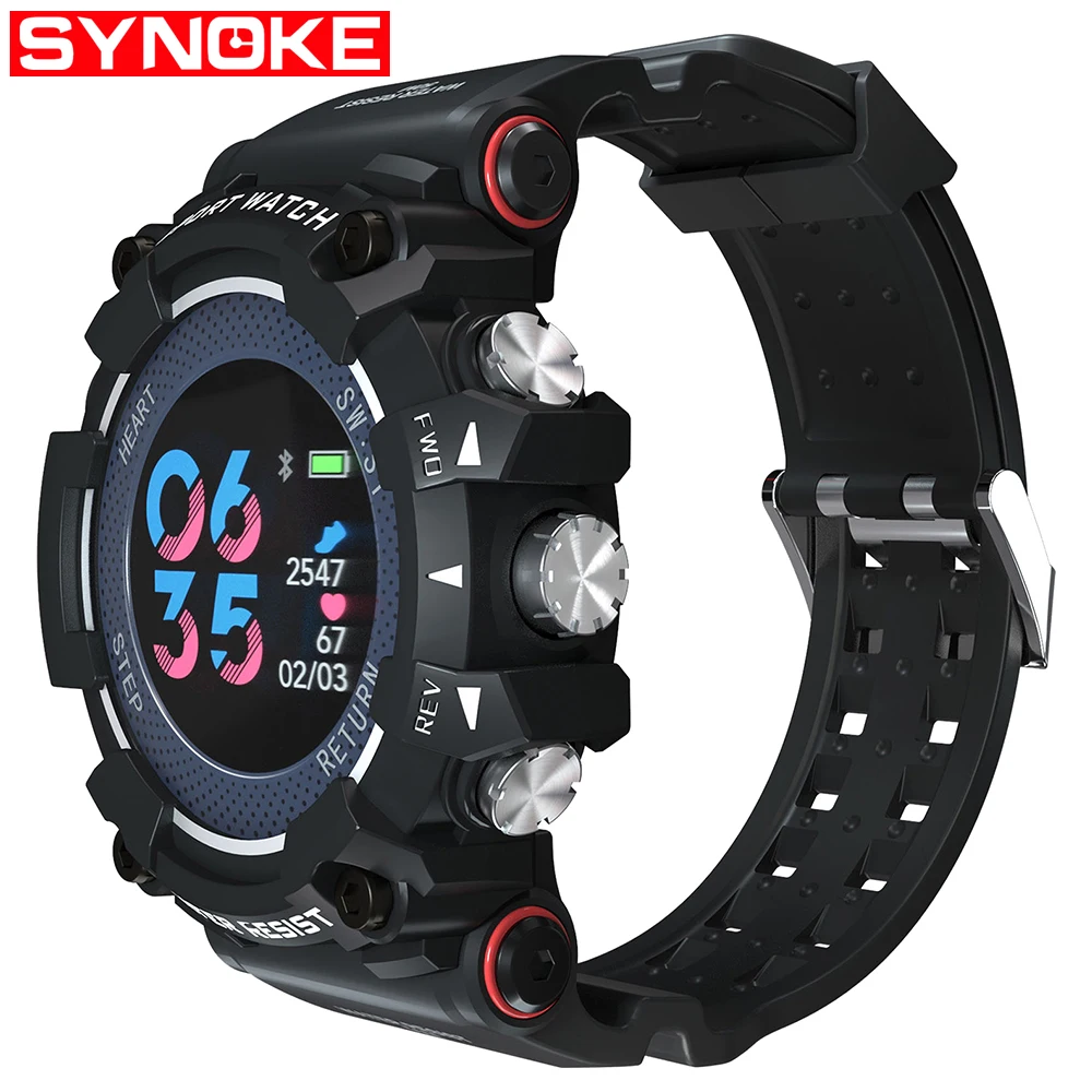 

SYNOKE Top Brand Bluetooth Smart Watch Motion Meter Step Large Disk Sleep Monitoring Reminds Waterproof Watches  