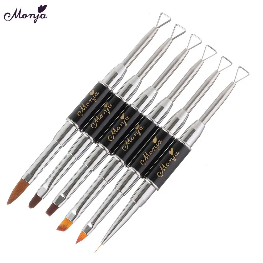 

Monja Nail Acrylic UV Gel Extension Builder Powder Liquid Carving stripe lines Painting liner Brush Triangle Remove Stick Rod