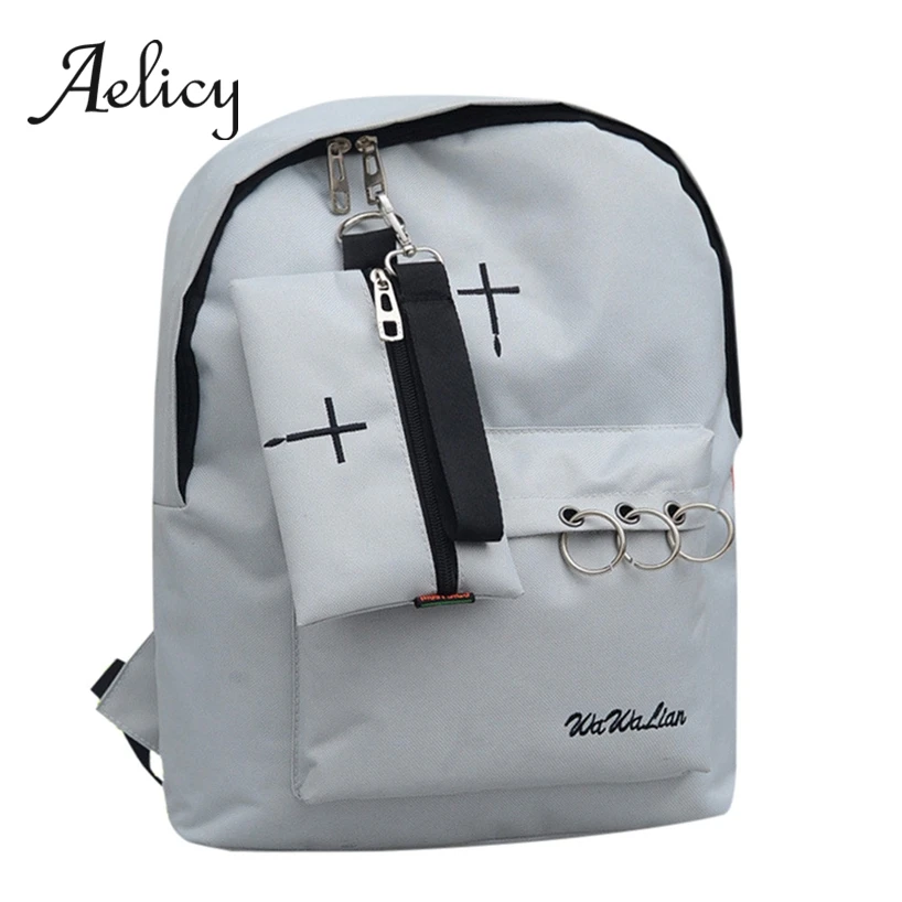 

Aelicy Double Shoulder Bag for Students Fashion design Nylon Book bags Women men School Small Backpack with mini clutch purse