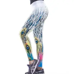 Павлин 3D принт Хип Push Up женские спортивные Леггинсы Легинсы легинсы для фитнеса и спортзала Высокая талия эластичные леггинсы для