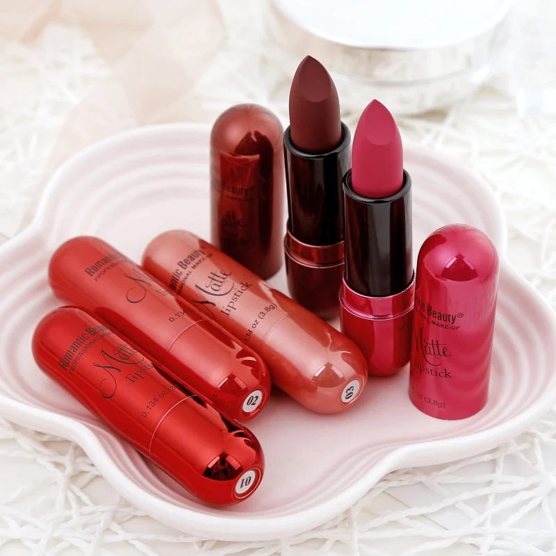 1PC Matte Lipstick Moisturizer Lips Smooth Lip Stick Long Lasting Lip Makeup Cosmetic 12 Colors Waterproof Natural