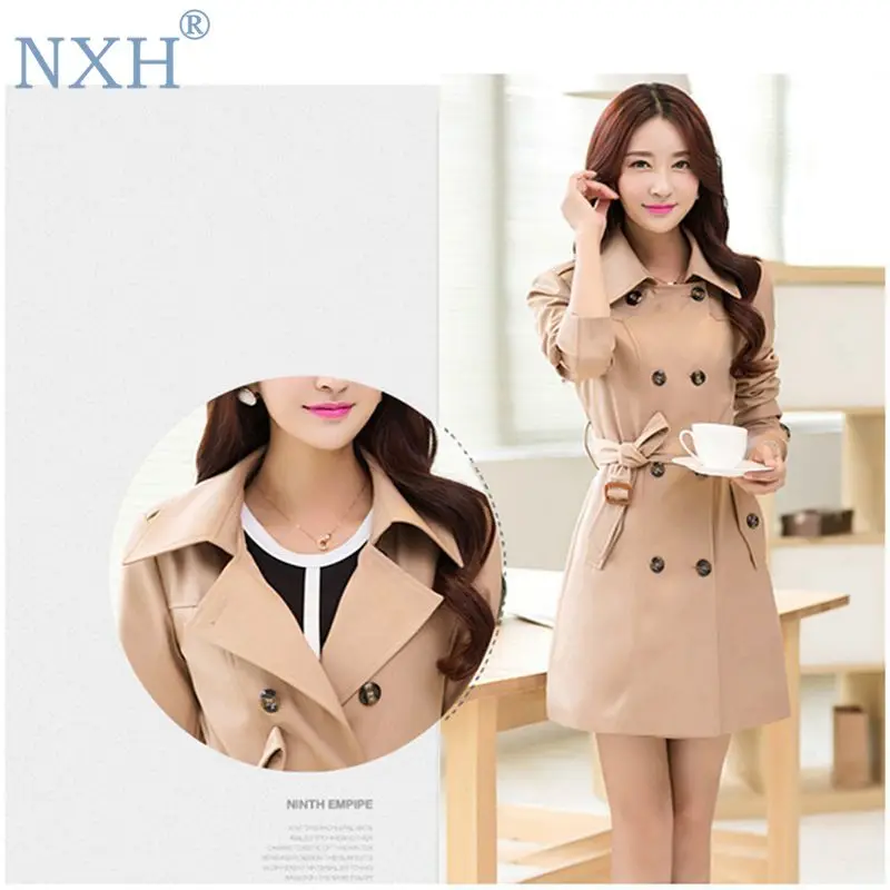 womens trench coats twotwinstyle collar Double Breasted Elegant long coat  loose plus size middle age women coats  duster coat