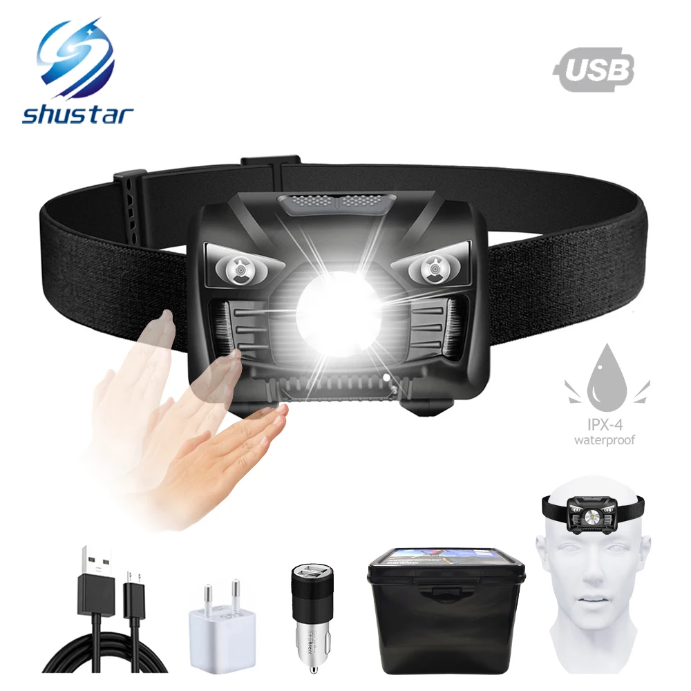 

Highlight Waterproof Bicycle light Chargeable LED headlamp Induction switch headlight 3 display mode for Cycling lighting