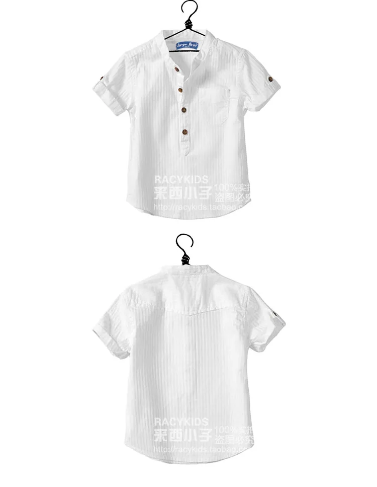 Повседневная детская хлопковая летняя блузка с короткими рукавами для маленьких мальчиков, белые рубашки для мальчиков