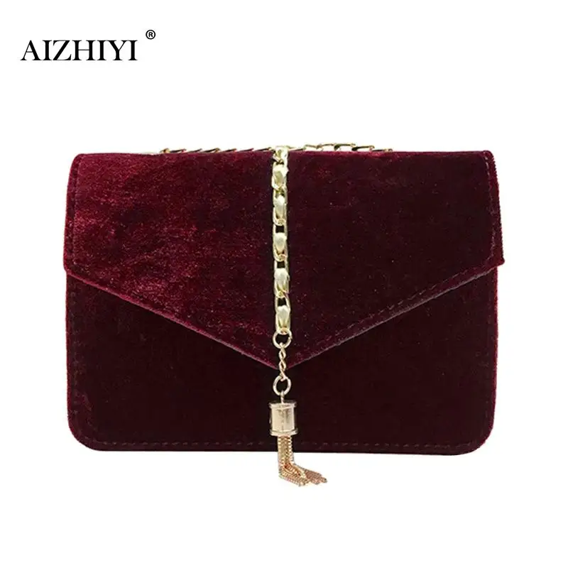 Classic Woman Velvet Crossbody Bag Female Thread Flap Elegant Chain Quilted Famous Brand ...