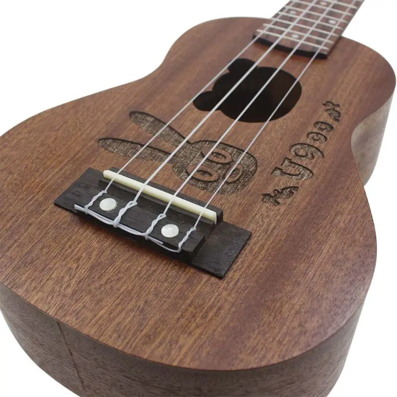 

Ukulele 21 inch 15 Fret Uke 4 Nylon String Rabbit Engrave Wood Guitar