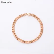 HANRESHE, полированный мужской браслет, ювелирное изделие, розовое золото, золото, черное серебро, звено, модный браслет-цепочка, Homme, очаровательный браслет, мужской подарок