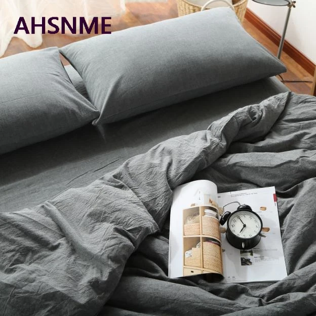 AHSNME постельное белье из хлопка, супер мягкое постельное белье, темно-серый однотонный пододеяльник edredones y conjuntos de ropa de cama