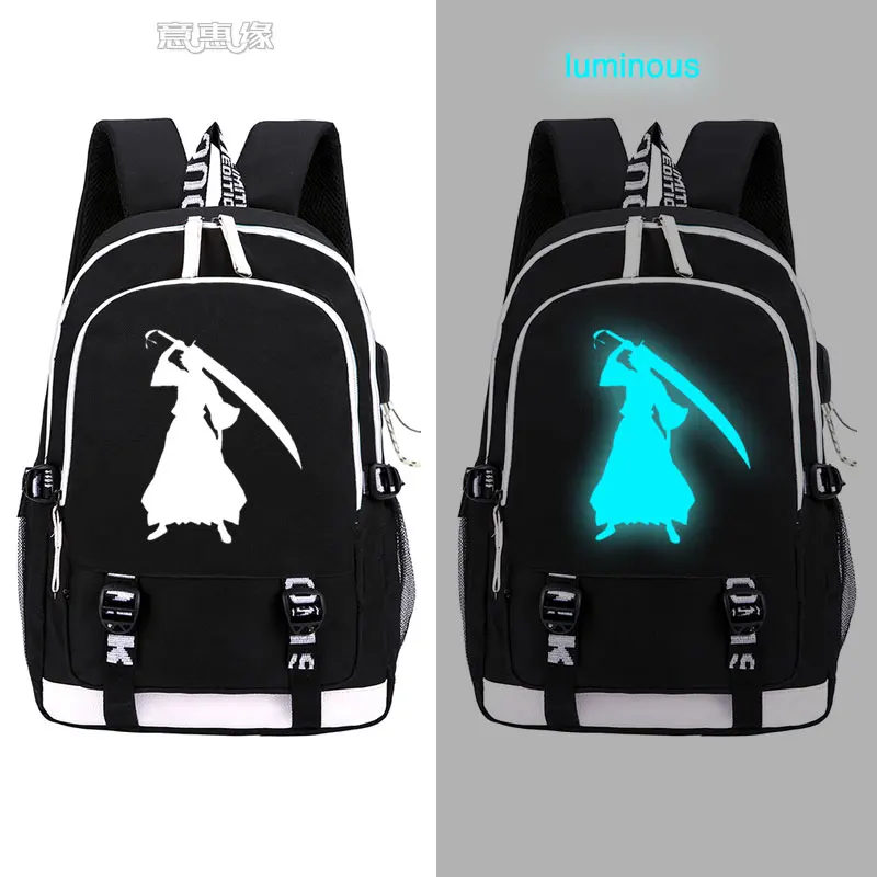 

Janpan Anime Ichigo Kurosaki Luminous Backpack Fashion Cartoon Bleach Rucksack Men Women Students School Bags USB Mochila