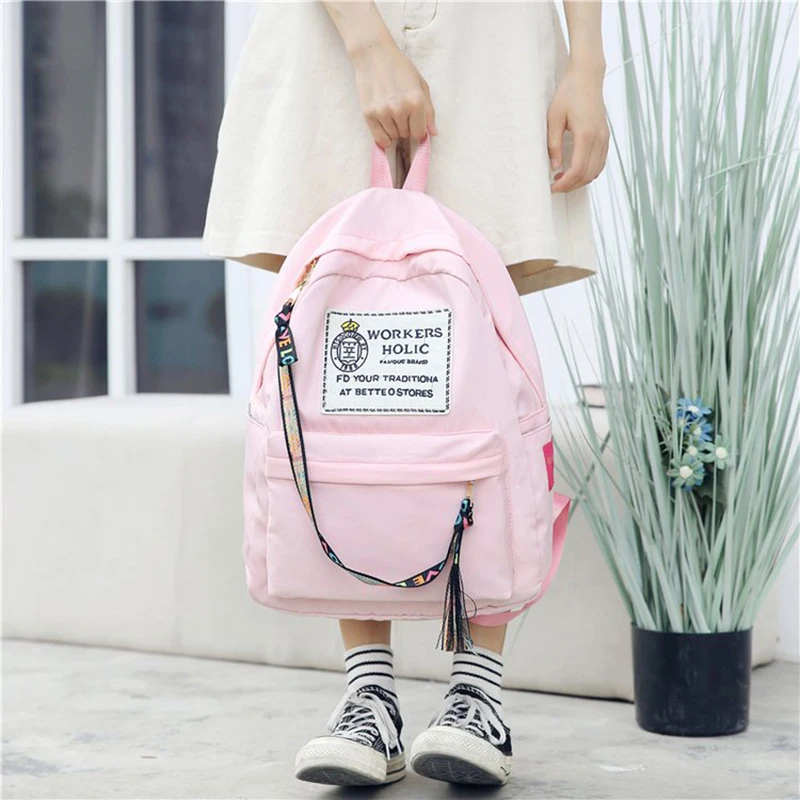 

Preppy style Women backpack Canvas Text Strap Japan Backpack Female street Travel bags teenage girl Mochila Bagpack Pack Design