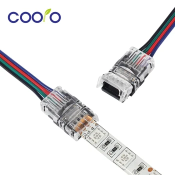 

10mm 4 Pin LED Strip to Wire Connection Use Terminals Tape Light Connection Conductor Free Welding Connector 5pcs/lot