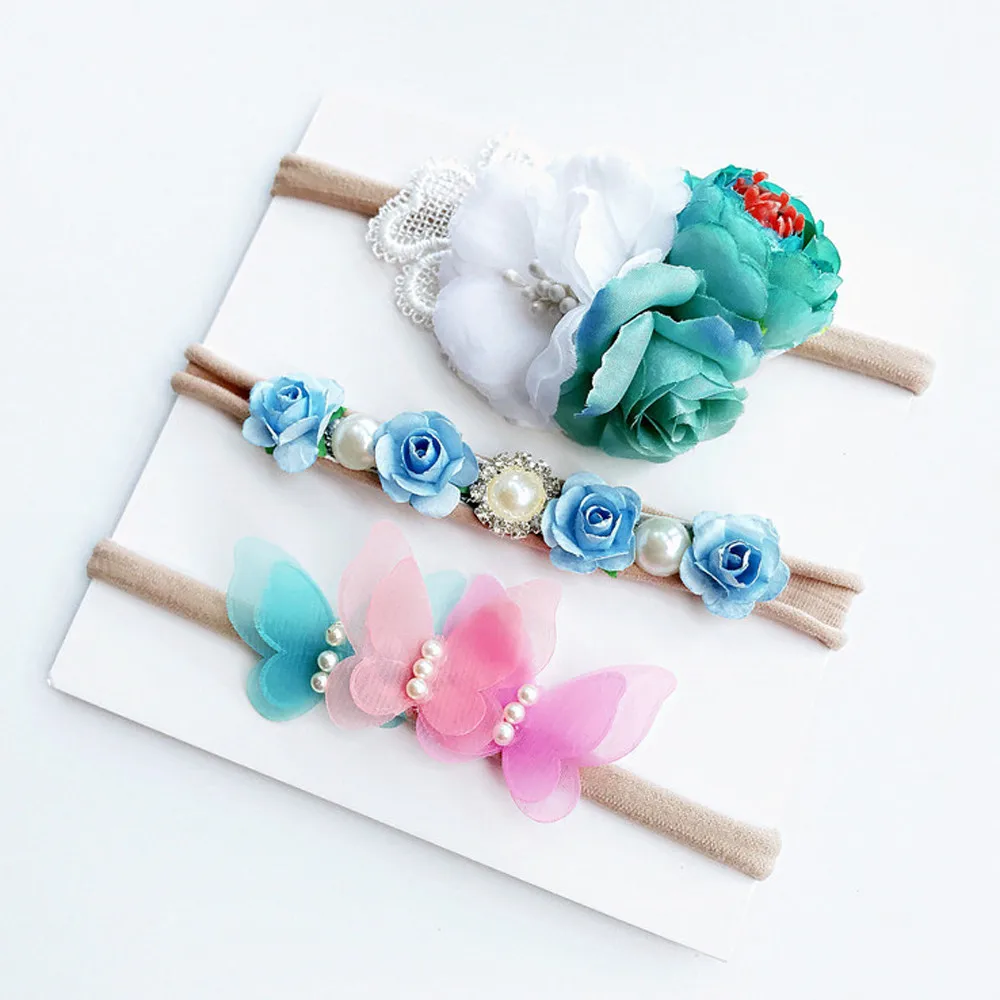 

Wowsorie 3pcs/Set New Beauty Baby Girls Infant Toddler Flower Bow Headband Lovely Hair Band children hair Accessories