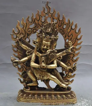 

Christmas gifts tibet buddhism temple Joss brass 3 Head 6 Arms Hevajra Couples buddha statue