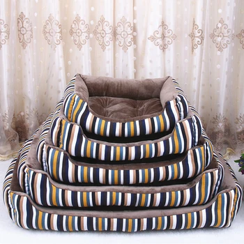 

Striped Canvas Padded Dog Bed Washable Pet House Mat Perros Soft Sofa Kennel Dogs Cats Couch For Small large dogs All Seasonss