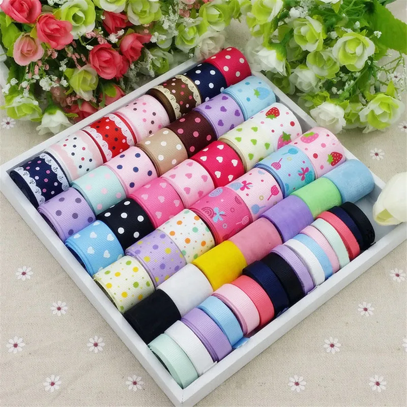 

New 51Meters Mixed Color Diy accessory material accessories bow hairpin cotton lace printe mixed ribbon set Handmade Craft Pack