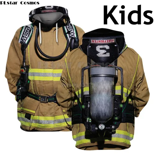 Kids Hoodies Одинаковые комплекты для семьи детская одежда для мамы и ребенка костюм пожарного толстовки с 3D-принтом толстовки для сына и дочки - Цвет: Kids Hoodies