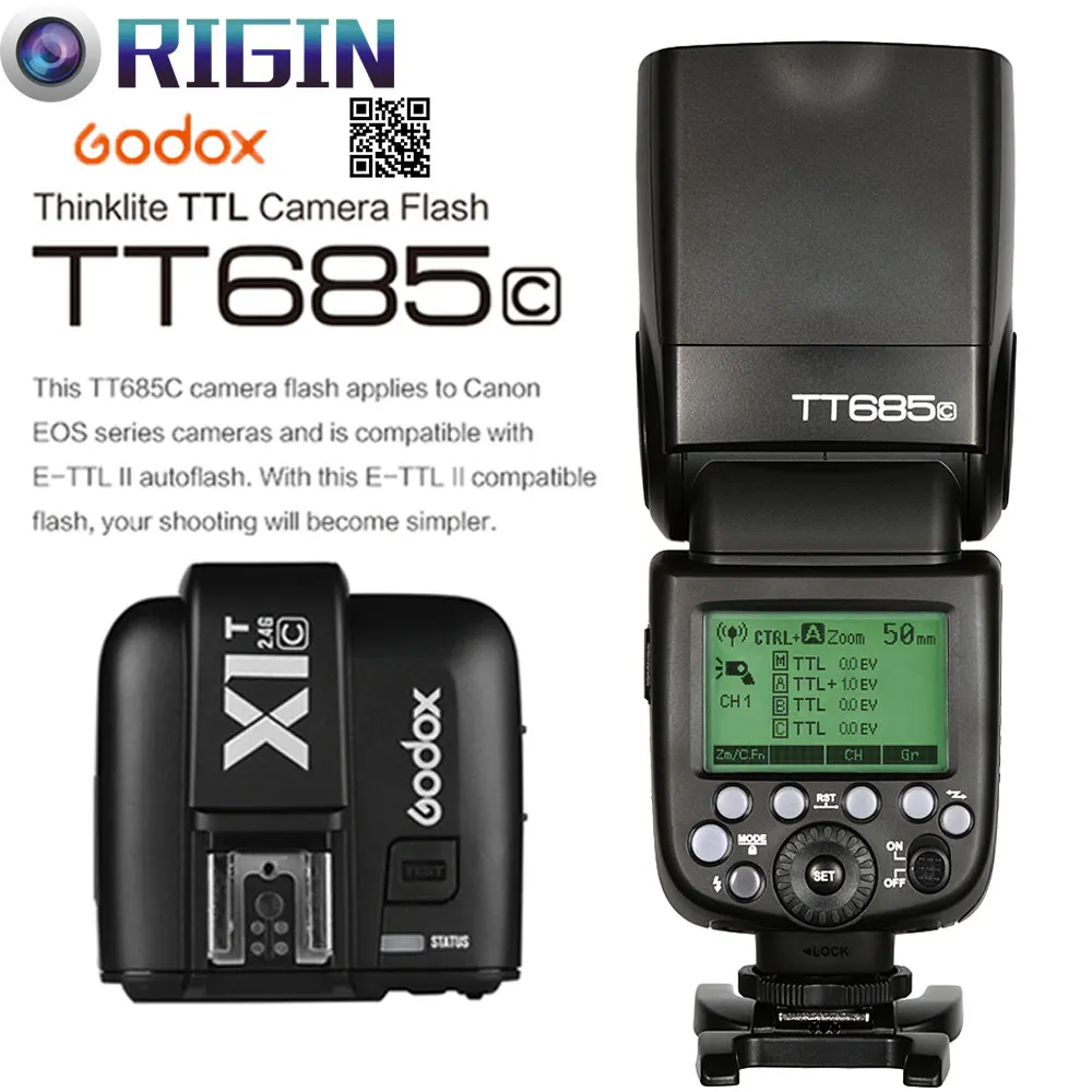 

Godox TTL II Autoflash GN60 HSS 1/8000s 2.4G Wireless Speedlite with LCD screen TT685C+X1T-C/TT685N+X1T-N/TT685S+X1T-S Kit