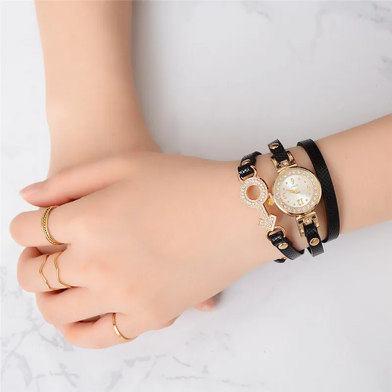 Brand Quartz Watches Women's Fashion casual Watches Popular Quartz Watch Luxury Bracelet Flower Gemstone Wristwatch clock M23 (2)