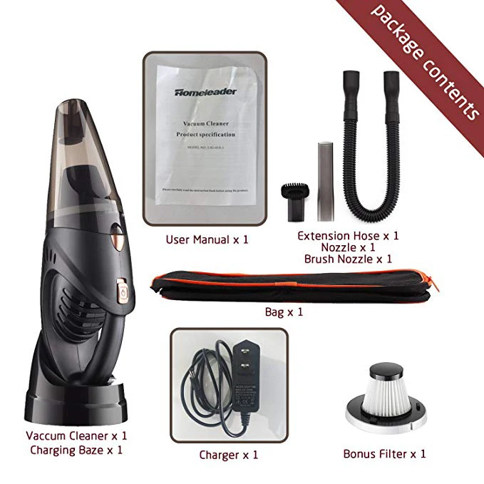 Wireless Homeleader Cordless Handheld Car Vacuum Cleaner, 4.5KPA Replacement Percolator Top,Powerful Suction