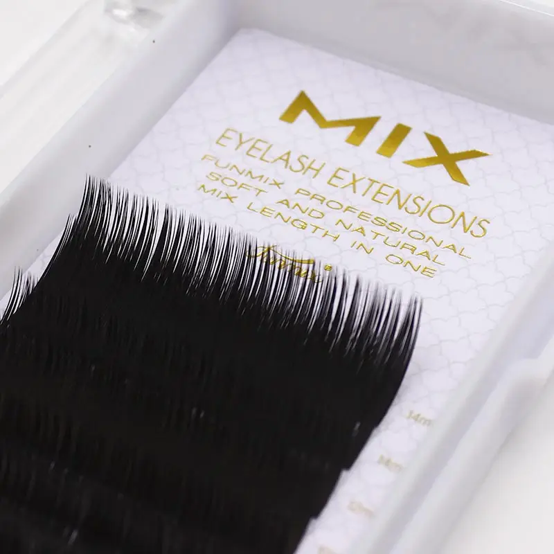 

Funmix 8-14mm Mix Length Imitation Mink Eyelashes Premium Cilia Invidiual Silk Eyelash for Eyelash Extension