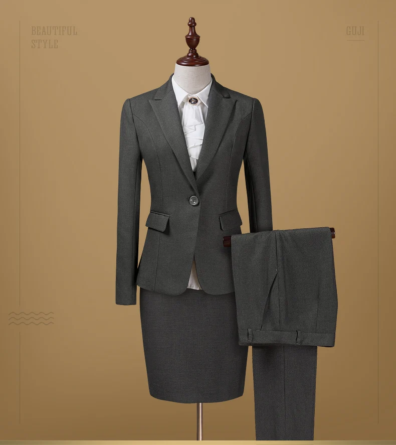 Модные деловые брюки костюмы темперамент формальный тонкий Блейзер и брюки Офис интервью дамы размера плюс Рабочая одежда