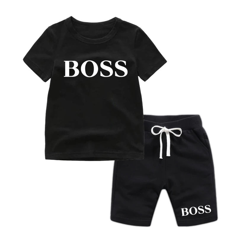 

Boy and Girl Mini Boss Print Cotton T Shirt Kid's Funny Logo Boss Christmas Shirt Children Cartoon Toddler Tshirt Luxury Top